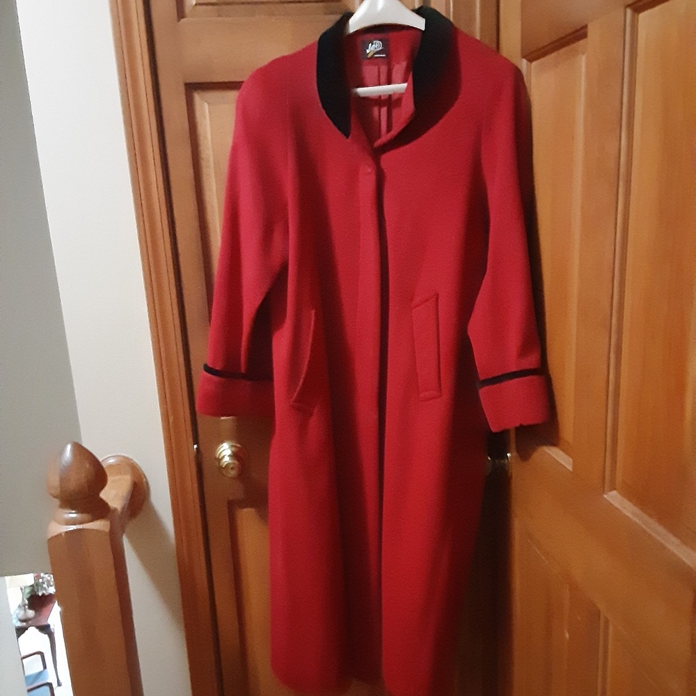 JAD Vintage Red Wool Lined Ankle Length Coat